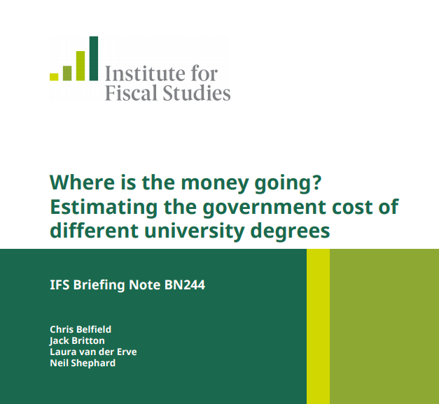 IFS report on the government cost of different degrees
