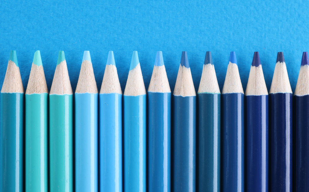 pencils in shades of blue